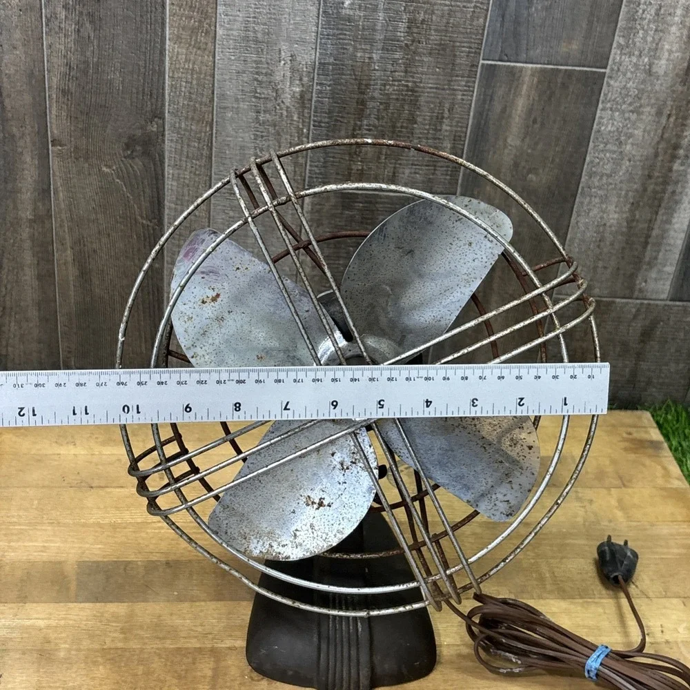 Vintage 1940s 4 Blade Metal Desk Fan Industrial Art Deco Parts Repair